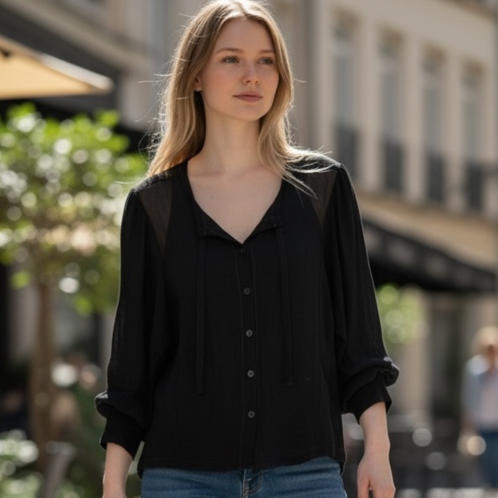 Sonia Rykiel Black Sheer Cardigan -workwear - casual - office - Size L
